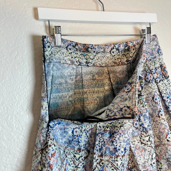 Parker Size 6 Multicolored Geometric Flare Pleated Mini Skirt - Picture 6 of 7